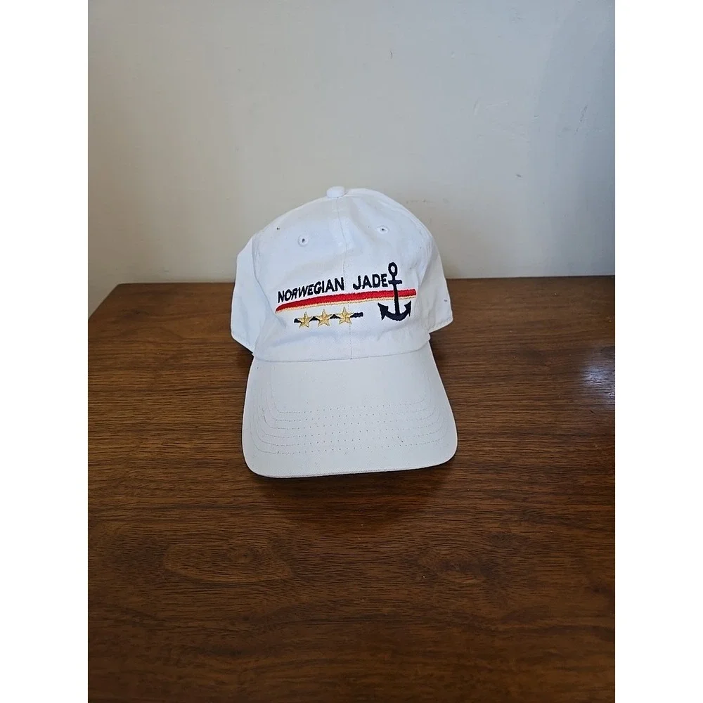 Vintage Norwegian Jade Cruise Hat White Yacht Captains Preppy Baseball Cap